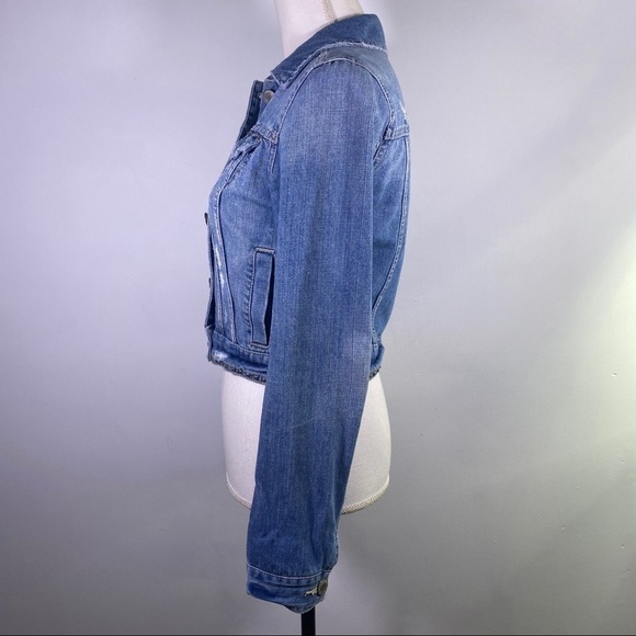 AMERICAN Eagle Studded Distressed Denim Jacket - Picture 11 of 14